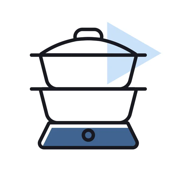 双锅炉矢量图标 厨房用具 烹饪网站设计 应用程序 用户界面的图形符号 — 图库矢量图片
