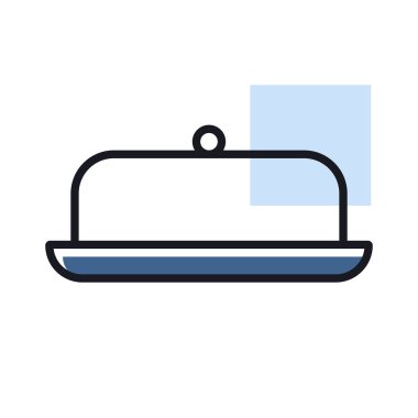 Tereyağı tabağı vektör simgesi. Mutfak aletleri. Yemek pişirme web sitesi tasarımı, logo, uygulama, UI için grafik sembolü