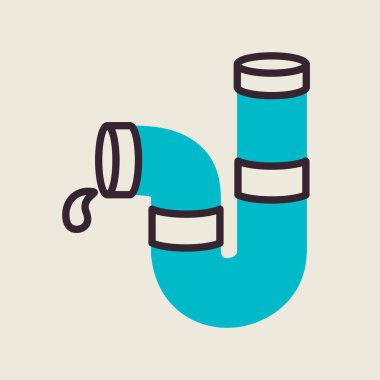 Tesisat boruları vektör ikonu. İnşaat, onarım ve inşaat. Web sitenizin tasarımı için grafik sembolü, logo, uygulama, UI