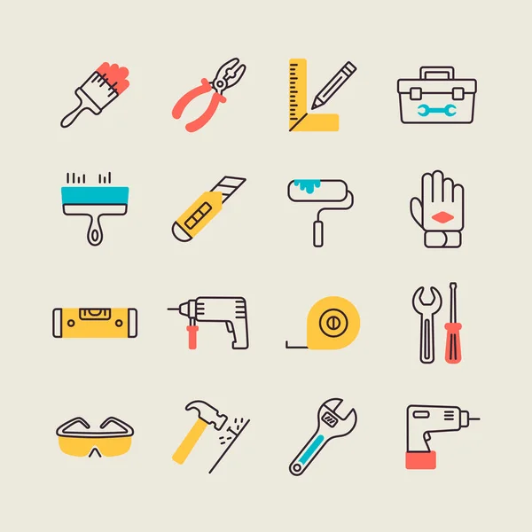 Building Construction Home Repair Tools Icons Graph Symbol Your Web — Stock Vector