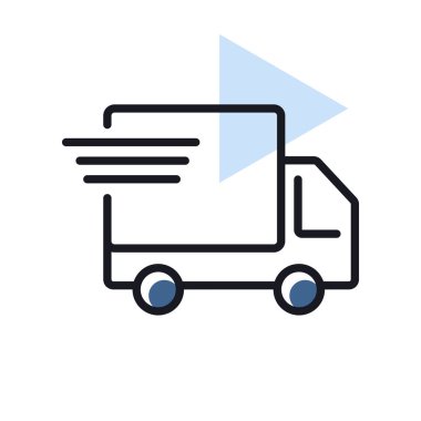 Hızlı nakliye kamyonu vektör ikonu. E-ticaret tabelası. Web sitenizin tasarımı için grafik sembolü, logo, uygulama, UI