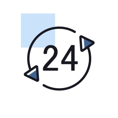 Servis 24 saat vektör simgesi. E-ticaret tabelası. Web sitenizin tasarımı için grafik sembolü, logo, uygulama, UI
