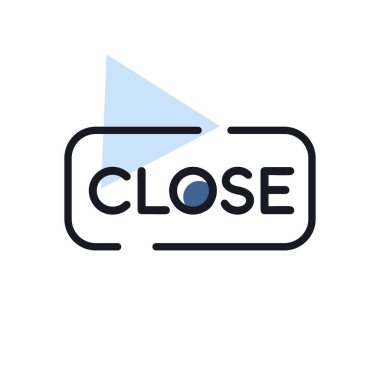 İşaret simgesini kapat. E-ticaret tabelası. Web sitenizin tasarımı için grafik sembolü, logo, uygulama, UI. Vektör illüstrasyonu, EPS10.