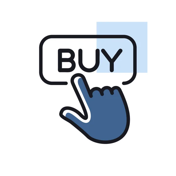 Vinger Wijzend Bord Plat Pictogram Kopen Commerce Teken Grafiek Symbool — Stockvector