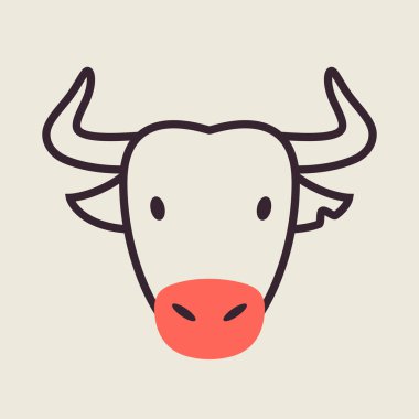 İspanyol bufalo ikonu. Hayvan kafası vektörü. Tarım işareti. Web sitenizin tasarımı için grafik sembolü, logo, uygulama, UI. EPS10.