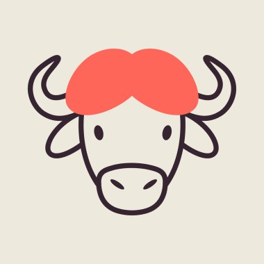 Bizon öküz ikonu. Hayvan kafası vektörü. Tarım işareti. Web sitenizin tasarımı için grafik sembolü, logo, uygulama, UI. EPS10.