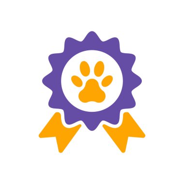 Hayvan ödüllü rosette vektör ikonu. Evcil hayvan işareti. Evcil hayvan ve veteriner web sitesi ve uygulama tasarımı, logo, uygulama, UI için grafik sembolü