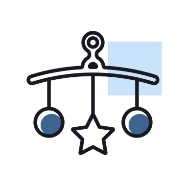 Bebek beşiği asılı oyuncak vektör ikonu. Çocuklar ve yeni doğmuş bebekler için grafik sembolü Web sitesi ve uygulama tasarımı, logo, uygulama, UI