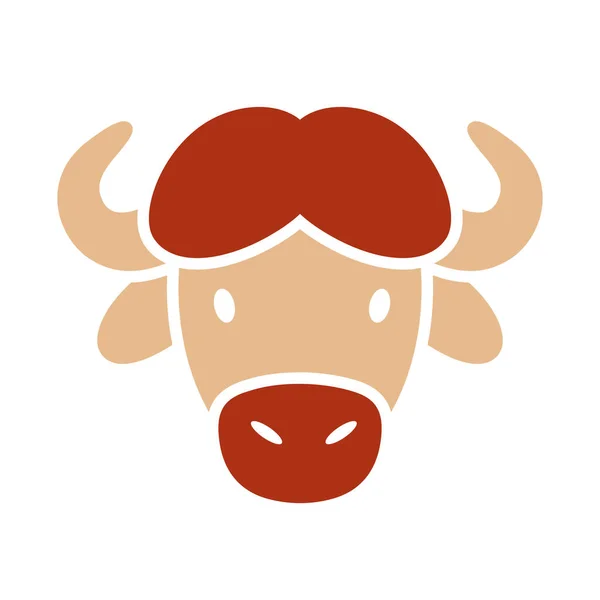 Búfalo Bisonte Icono Glifo Buey Animal Cabeza Vector Signo Agricultura — Vector de stock