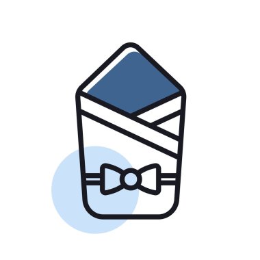 Bebek uyku tulumu vektör simgesi. Yeni doğan için zarf. Çocuklar ve yeni doğmuş bebekler için grafik sembolü Web sitesi ve uygulama tasarımı, logo, uygulama, UI