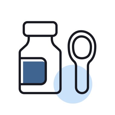 Şurup ilacı şişesi izole edilmiş vektör ikonu. İlaç ve sağlık sigortası, tıbbi destek işareti. Tıbbi web sitesi ve uygulama tasarımı için grafik sembolü, logo, uygulama, UI