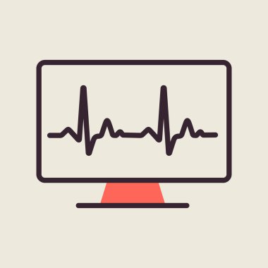 Bilgisayar tanılama vektör simgesi. İlaç ve sağlık sigortası, tıbbi destek işareti. Tıbbi web sitesi ve uygulama tasarımı için grafik sembolü, logo, uygulama, UI