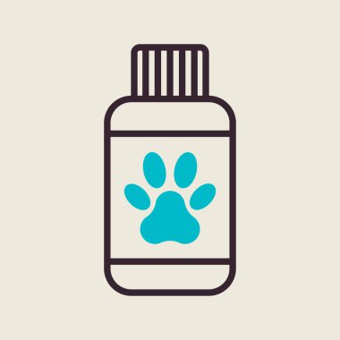 Hayvan şampuanı vektörü izole edilmiş ikon. Evcil hayvan işareti. Evcil hayvan ve veteriner web sitesi ve uygulama tasarımı, logo, uygulama, UI için grafik sembolü