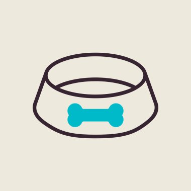 Evcil köpek kasesi vektör ikonu. Evcil hayvan işareti. Evcil hayvan ve veteriner web sitesi ve uygulama tasarımı, logo, uygulama, UI için grafik sembolü