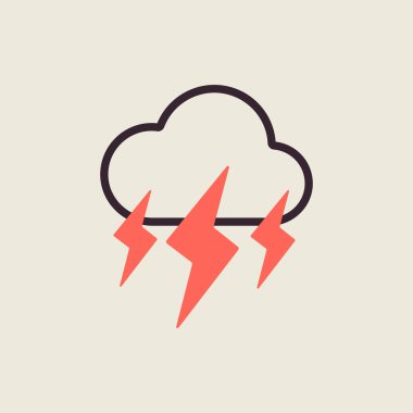 Fırtına bulutu vektör simgesi. Yağmur fırtınası sembolü. Meteoroloji işareti. Seyahat, turizm ve hava durumu web sitesi ve uygulama tasarımı, logo, uygulama, UI için grafik sembolü