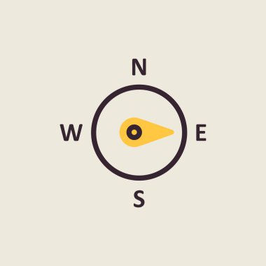 Pusula rüzgar gül vektör simgesi. Doğu yönünde. Meteoroloji işareti. Seyahat, turizm ve hava durumu web sitesi ve tasarım, logo, uygulama, UI için grafik sembolü