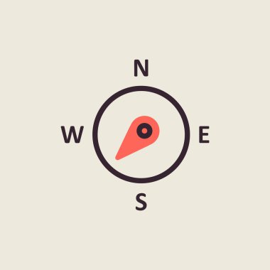 Pusula rüzgar gül vektör simgesi. Güneybatıya doğru. Meteoroloji işareti. Seyahat, turizm ve hava durumu web sitesi ve tasarım, logo, uygulama, UI için grafik sembolü