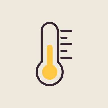 Termometre ısı vektör simgesi. Meteoroloji işareti. Seyahat, turizm ve hava durumu web sitesi ve uygulama tasarımı, logo, uygulama, UI için grafik sembolü