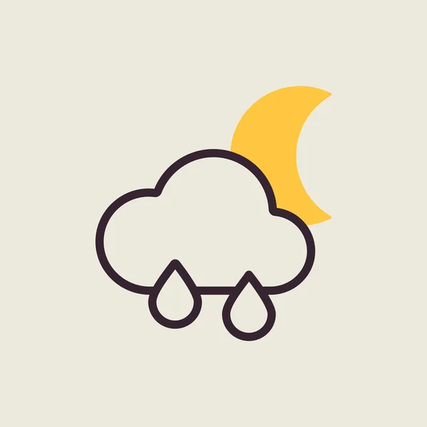 Σύννεφο Βροχής Σταγόνες Φεγγάρι Διάνυσμα Εικονίδιο Μετεωρολογικό Σημάδι Σύμβολο Γραφήματος — Διανυσματικό Αρχείο