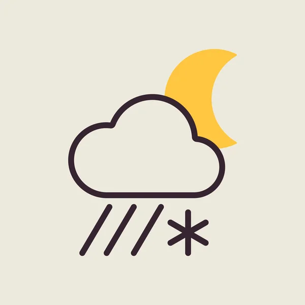 Rain Cloud Snow Moon Vector Isolated Icon Meteorology Sign Graph — Vector de stock