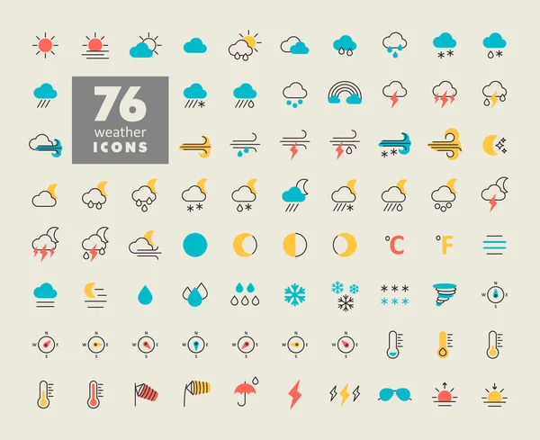 Vector Weather Forecast Icon Set Meteorology Sign Graph Symbol Travel — Stock Vector