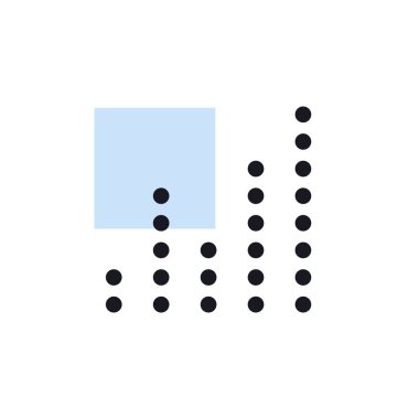 Ekolayzır, noktalı izole vektör ikonu frekansı. Ses sinyali. Müzik işareti. Müzik ve ses web sitesi için grafik sembolü ve uygulama tasarımı, logo, uygulama, UI