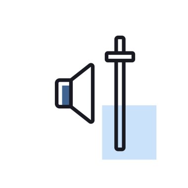 Ses hacmi kaydırıcı kontrol vektörü izole edilmiş simge. Müzik ve ses web sitesi için grafik sembolü ve uygulama tasarımı, logo, uygulama, UI
