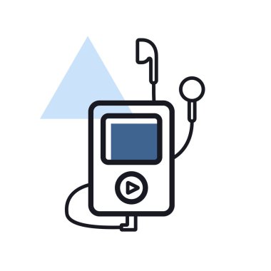Kulaklıklı ortam oynatıcı vektör simgesini izole etti. Müzik işareti. Müzik ve ses web sitesi için grafik sembolü ve uygulama tasarımı, logo, uygulama, UI