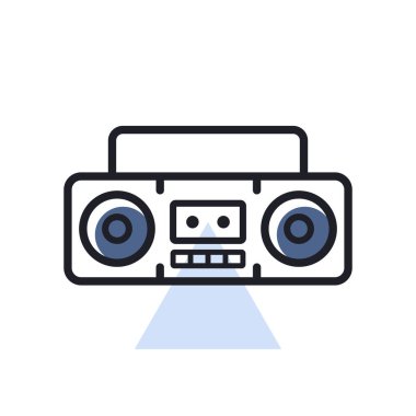 Seksenlerin vektör izole ikonundan kaset teyp retro tasarımı. Müzik ve ses web sitesi için grafik sembolü ve uygulama tasarımı, logo, uygulama, UI