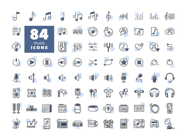 Music Vector Flat Isolated Icon Set Graph Symbol Music Sound — Stock Vector