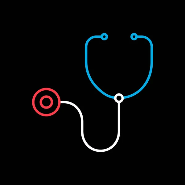 Medical Stethoscope Vector Icon Black Background Medicine Healthcare Medical Support — Vector de stock