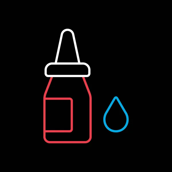 Eye Drops Vector Icon Black Background Nasal Drops Medicine Healthcare — стоковый вектор