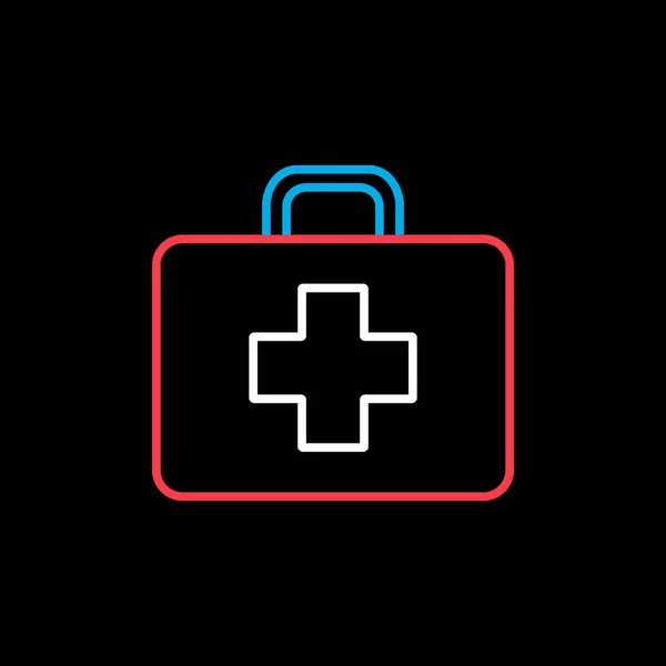 First Aid Kid Vector Icon Black Background Medicine Healthcare Medical — Vetor de Stock