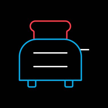 Siyah simgede izole edilmiş tost makinesi vektörü. Mutfak aletleri. Yemek pişirme web sitesi tasarımı, logo, uygulama, UI için grafik sembolü