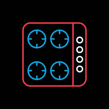 Üst yemek paneli, siyah vektör simgesinde izole edilmiş yüzey. İndüksiyon sobası. Yemek pişirme web sitesi tasarımı, logo, uygulama, UI için grafik sembolü