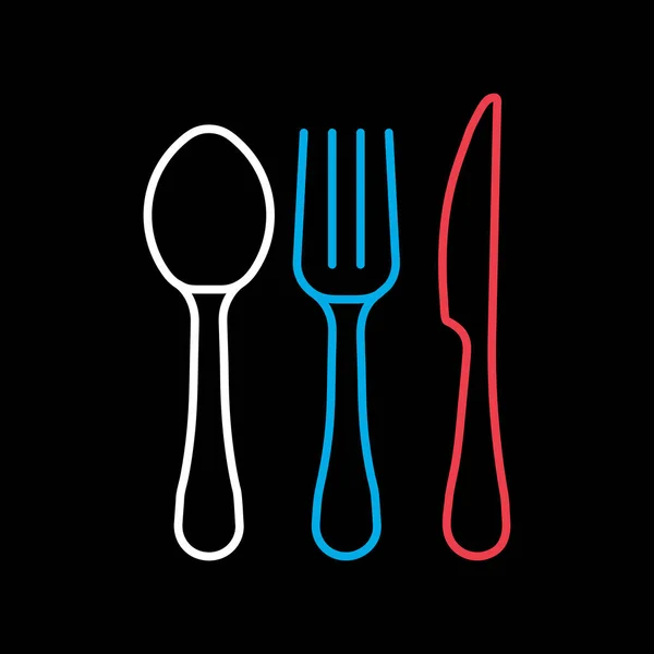 Spoon Fork Knife Vector Isolated Black Icon Graph Symbol Cooking —  Vetores de Stock