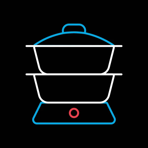 Double Boiler Vector Isolated Black Icon Kitchen Appliance Graph Symbol — 图库矢量图片