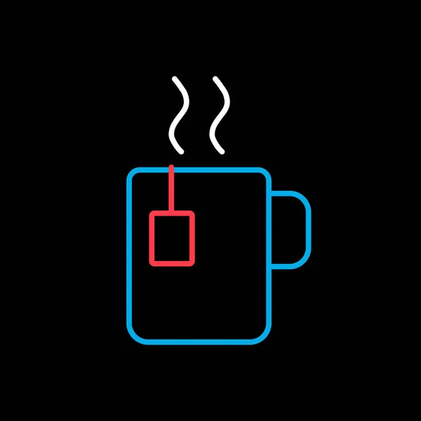 Cup Coffee Tea Steam Vector Isolated Black Icon Kitchen Appliance —  Vetores de Stock