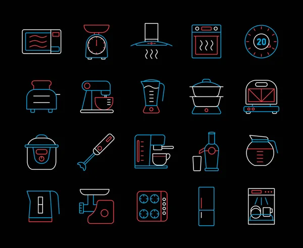 Kitchen Appliances Electronic Electrical Equipment Tool Vector Isolated Black Icon — Vetor de Stock
