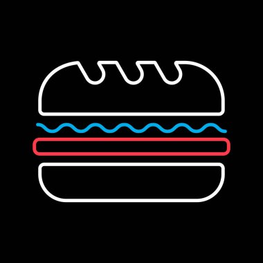 Subway Sandwich vector isolated on black background icon. Fast food sign. Graph symbol for cooking web site and apps design, logo, app, UI