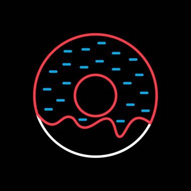 Donut vector isolated on black background icon. Fast food sign. Graph symbol for cooking web site and apps design, logo, app, UI