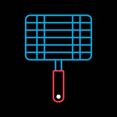 Barbecue, grill steel grid isolated on black background icon. Graph symbol for cooking web site and apps design, logo, app, UI