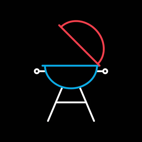 Grill Barbeque Cookout Vector Isolated Black Background Icon Graph Symbol — 图库矢量图片