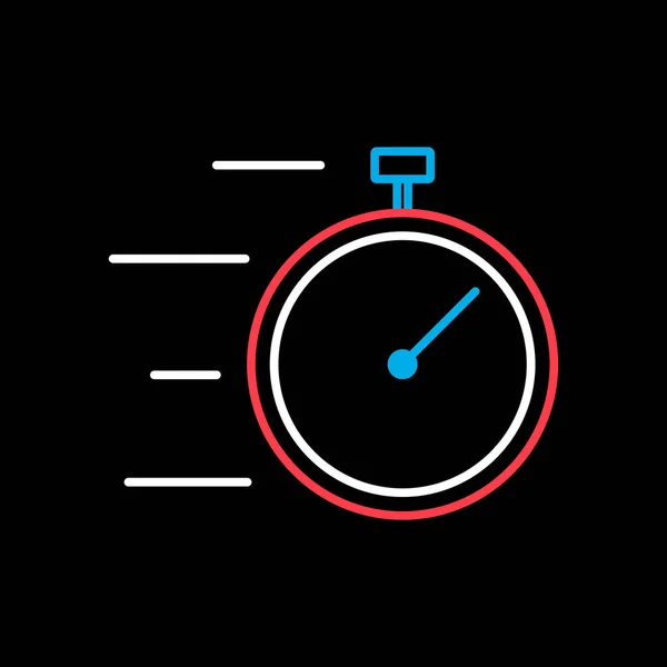 Fast Delivery Vector Isolated Black Background Icon Stopwatch Speed Delivery — Image vectorielle