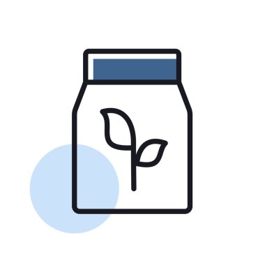 Gübre paketi vektör simgesi. Tohum paketi işareti. Tarım, bahçe ve bitkiler için grafik sembolü Web sitesi ve uygulama tasarımı, logo, uygulama, UI