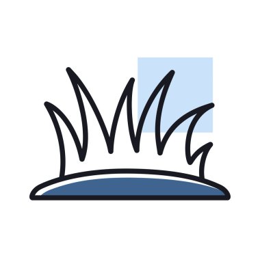 Çimen otu vektörü ikonu izole etti. Gazon işareti. Tarım, bahçe ve bitkiler için grafik sembolü Web sitesi ve uygulama tasarımı, logo, uygulama, UI