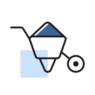 Garden wheelbarrow isolated vector icon. Graph symbol for agriculture, garden and plants web site and apps design, logo, app, UI