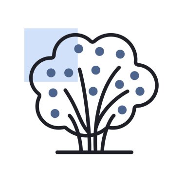 Böğürtlenli bahçe çalılığı izole edilmiş vektör ikonu. Tarım, bahçe ve bitkiler için grafik sembolü Web sitesi ve uygulama tasarımı, logo, uygulama, UI