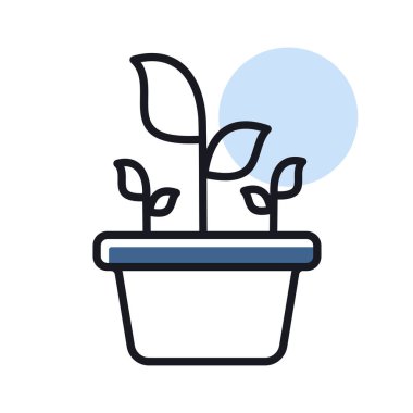 Tencere izole vektör ikonuna bitki koy. Tarım, bahçe ve bitkiler için grafik sembolü Web sitesi ve uygulama tasarımı, logo, uygulama, UI