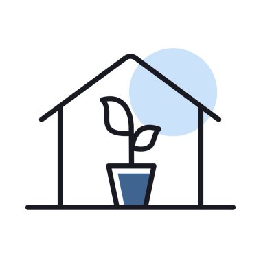 Vektör ikonu içinde fideleri olan bir sera. Tarım, bahçe ve bitkiler için grafik sembolü Web sitesi ve uygulama tasarımı, logo, uygulama, UI